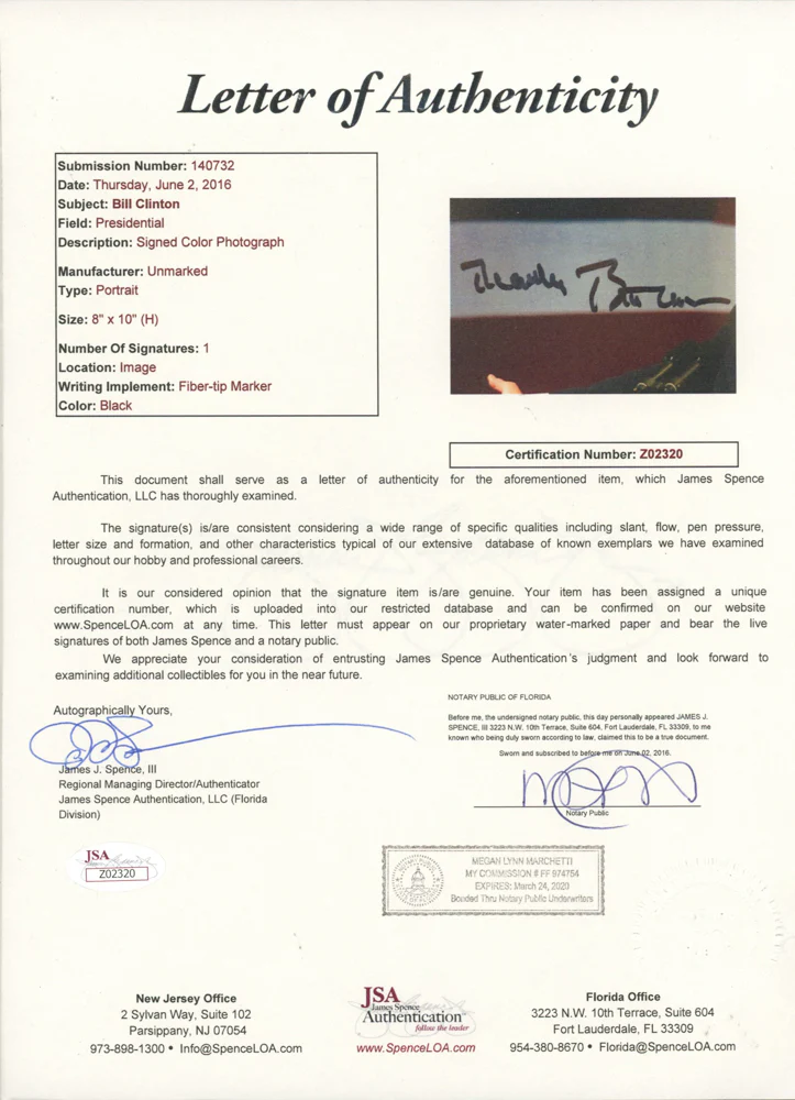 Bill Clinton 42nd President of the United States Autographed 8" x 10" Framed Photo - Image 3