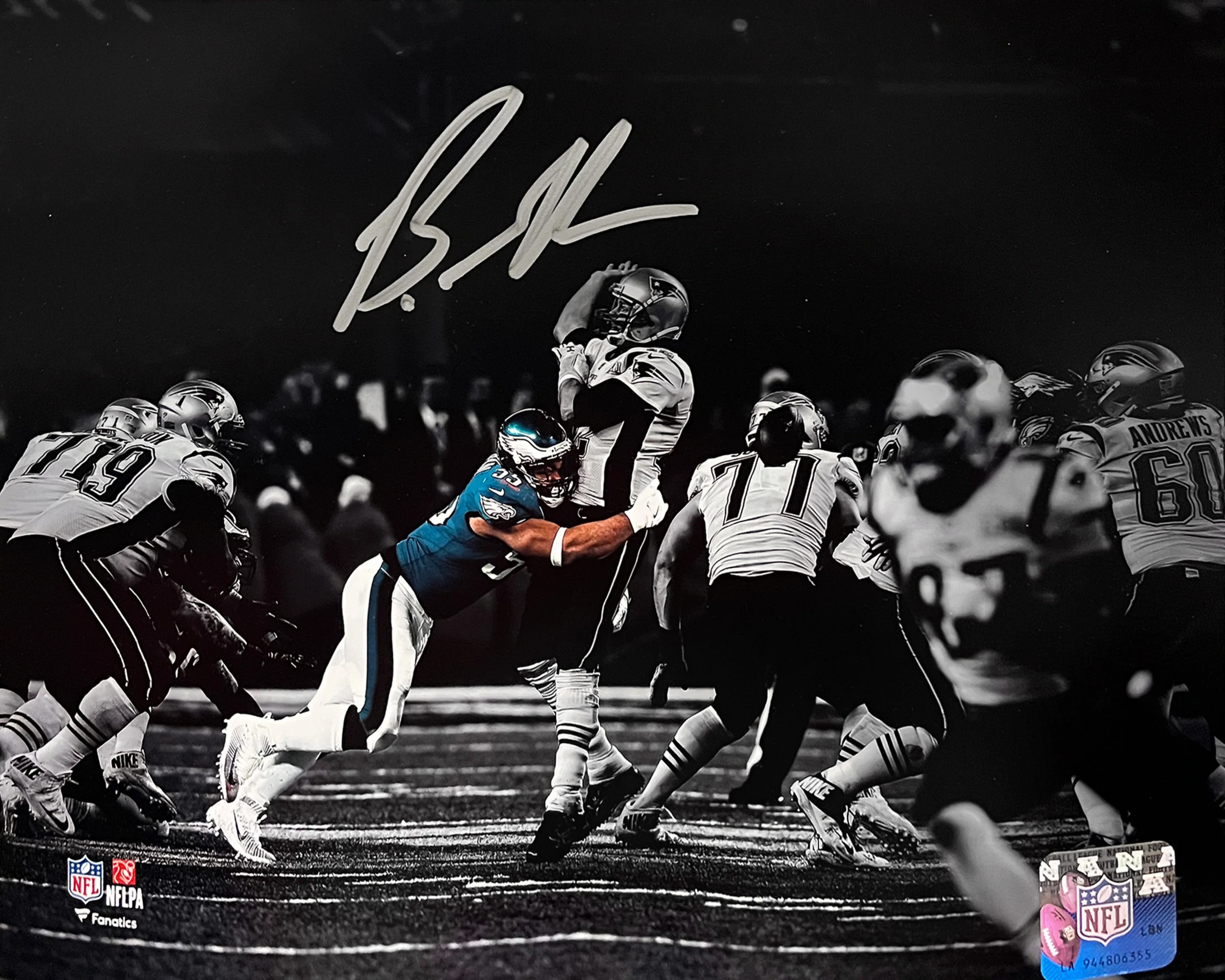 Brandon Graham Strip-Sack Philadelphia Eagles Autographed 11" x 14" Blackout Football Photo - Image 2