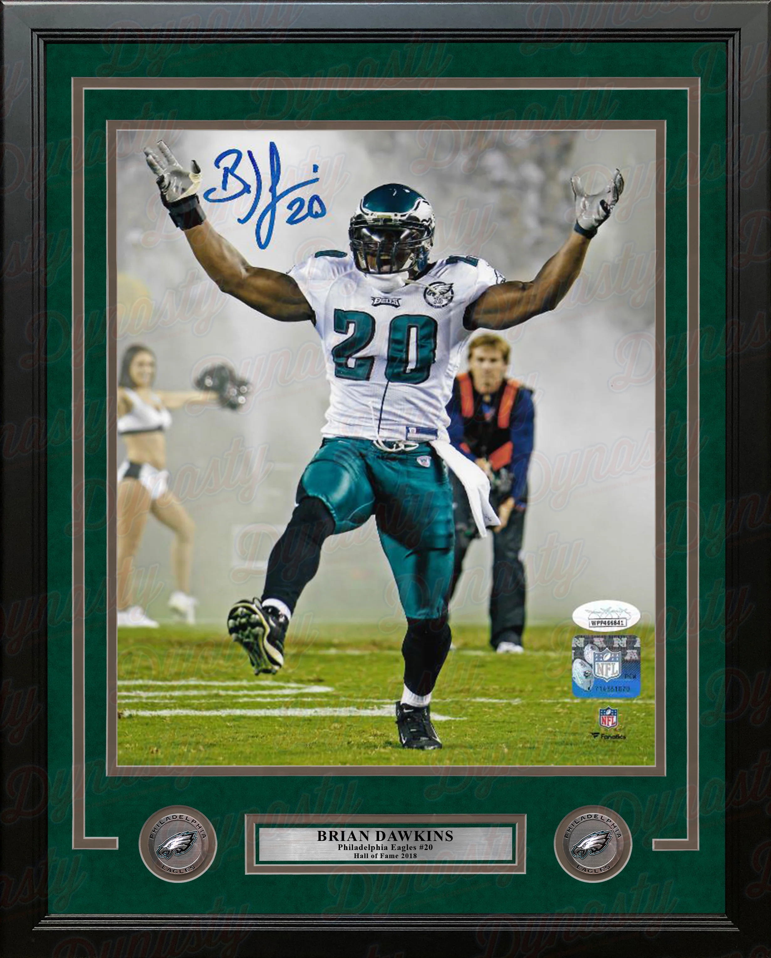Brian Dawkins Philadelphia Eagles Smoke Entrance Autographed Framed Football Photo - Image 3